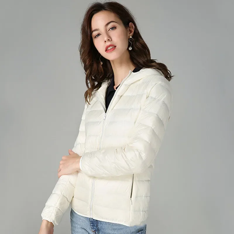 MRMT 2024 nueva chaqueta de plumón europea para mujer, chaqueta corta ligera gruesa cálida y delgada de plumón de pato blanco a la moda