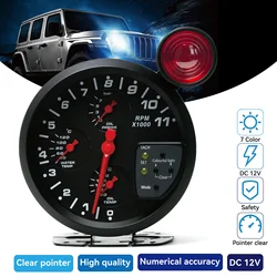 4-in-1 11000 RPM Pointer Tachometer Kit with Water Temperature Oil Temperature Oil Pressure Car Meter 5 Inch Gauge Motorcycle