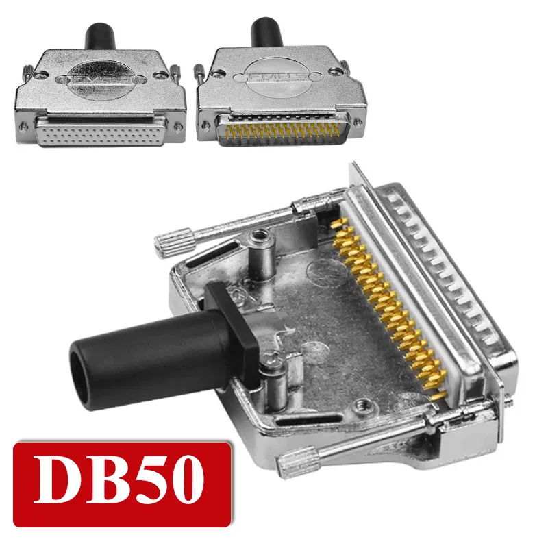 Gold Plated DB50 Soldering Connector Industrial Grade 3-Row Welding DB50 Plug DB 50-pin Metal Male Female Connectors