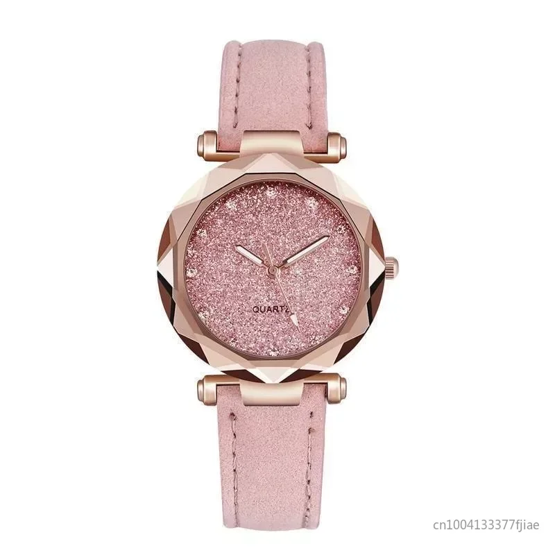 Women Fashion Korean Rhinestone Rose Gold Quartz Watch Female Belt Watch Women Watches Wristwatch Women Wristwatch