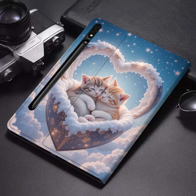 

Cute White Cat Hug Gift For Samsung Galaxy Tab S6 S7 S8 S9 S10 FE Plus Lite Soft Flexible Support Tablet Case