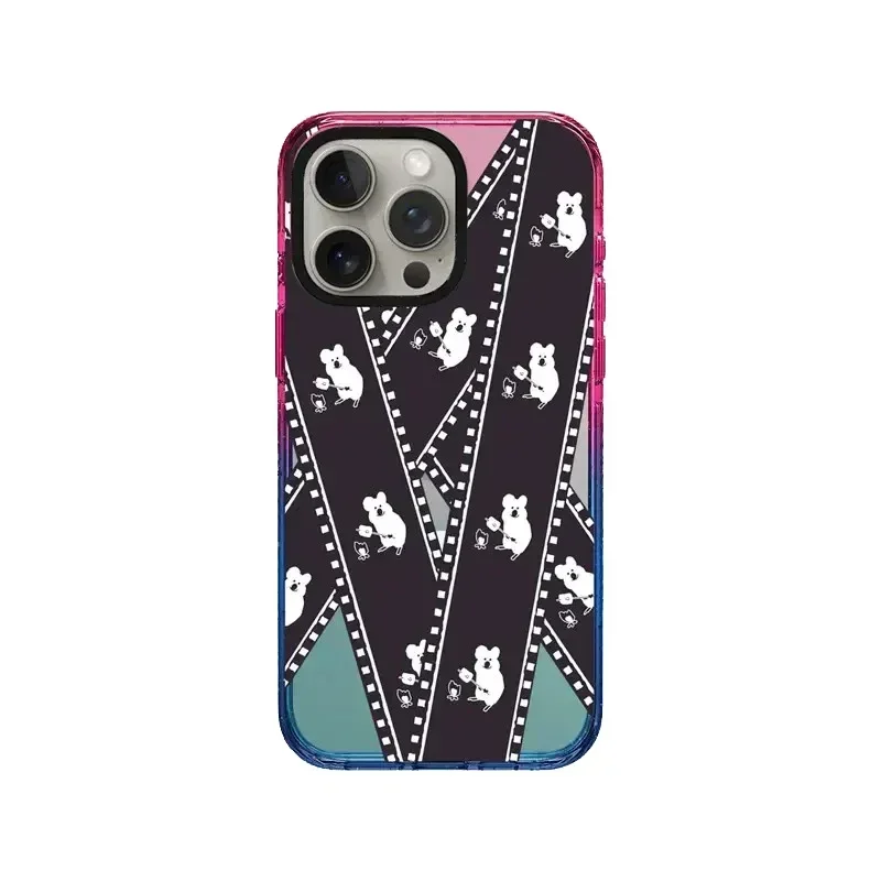 Cartoon Popcorn 2.5 Acrylic Gradient Border Magnetic iPhone 12 13 14 15 Pro Max Protective Case