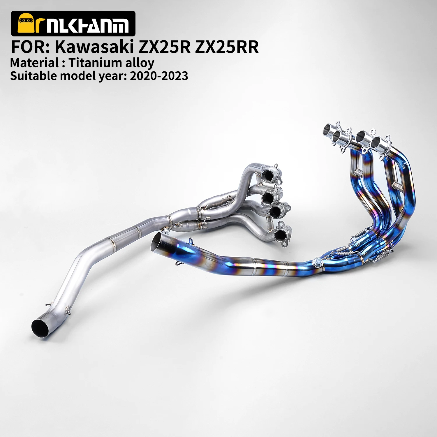 

Для мотоцикла Ninja ZX25R 2020-2023: полная выхлопная система (передняя труба, наконечник, соединительный патрубок) из титанового сплава, тип Slip-on