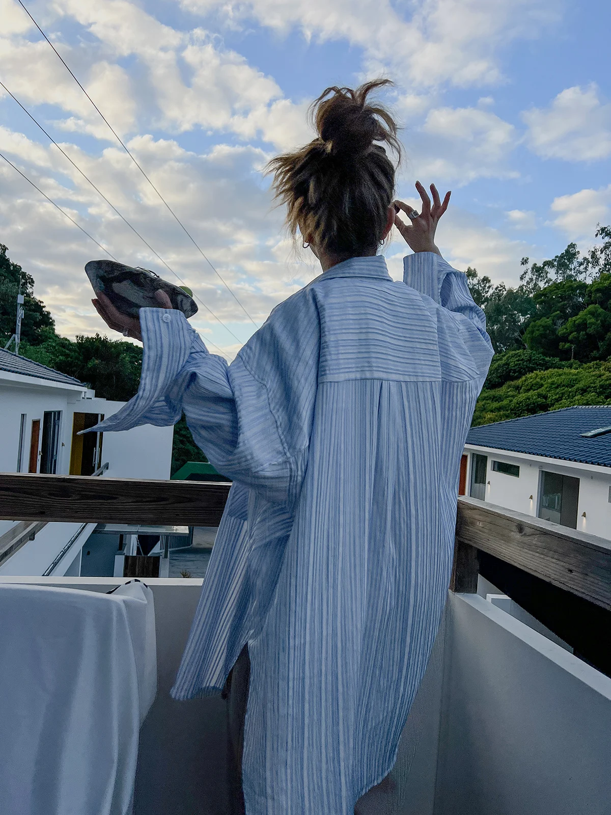 

MOEROP Настраиваемый полосатый BF Sle Защита от солнца женский летний свободный дизайн Sense Новый дышащий тонкий длинный ...