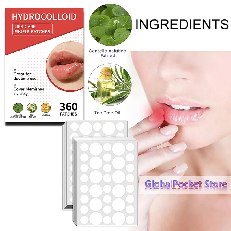 360Pcs Mouth Blister Patch Cold Sore Lip Blister Patch Cold Sore Healing Hydrocolloid Lip Care Stickers Mouth Blister Patch