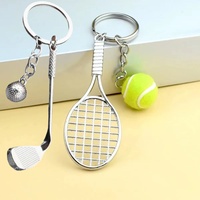 Tennis Racket Keychain, Golf Keychain- Cute Sport Mini Keychain Pendant Car Keyring Sports Key Chain Love Sports Gifts