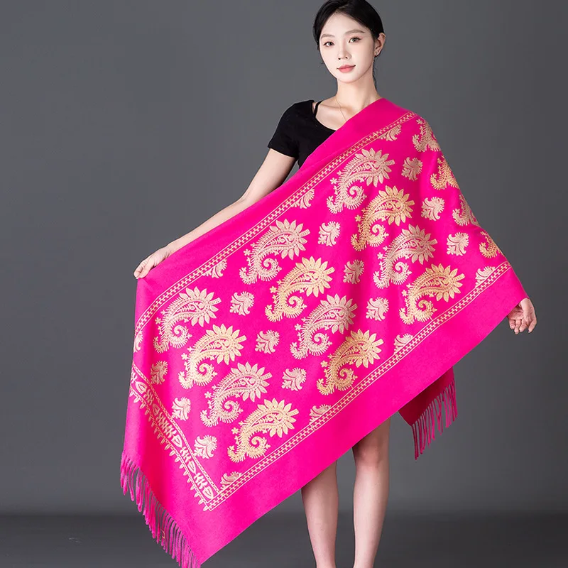 Soft Embroidery Flower Pashmina Mujer Bufanda Soft Embroidery Flower Pashmina Mujer Bufanda Echarpes Warm Poncho Kerchief