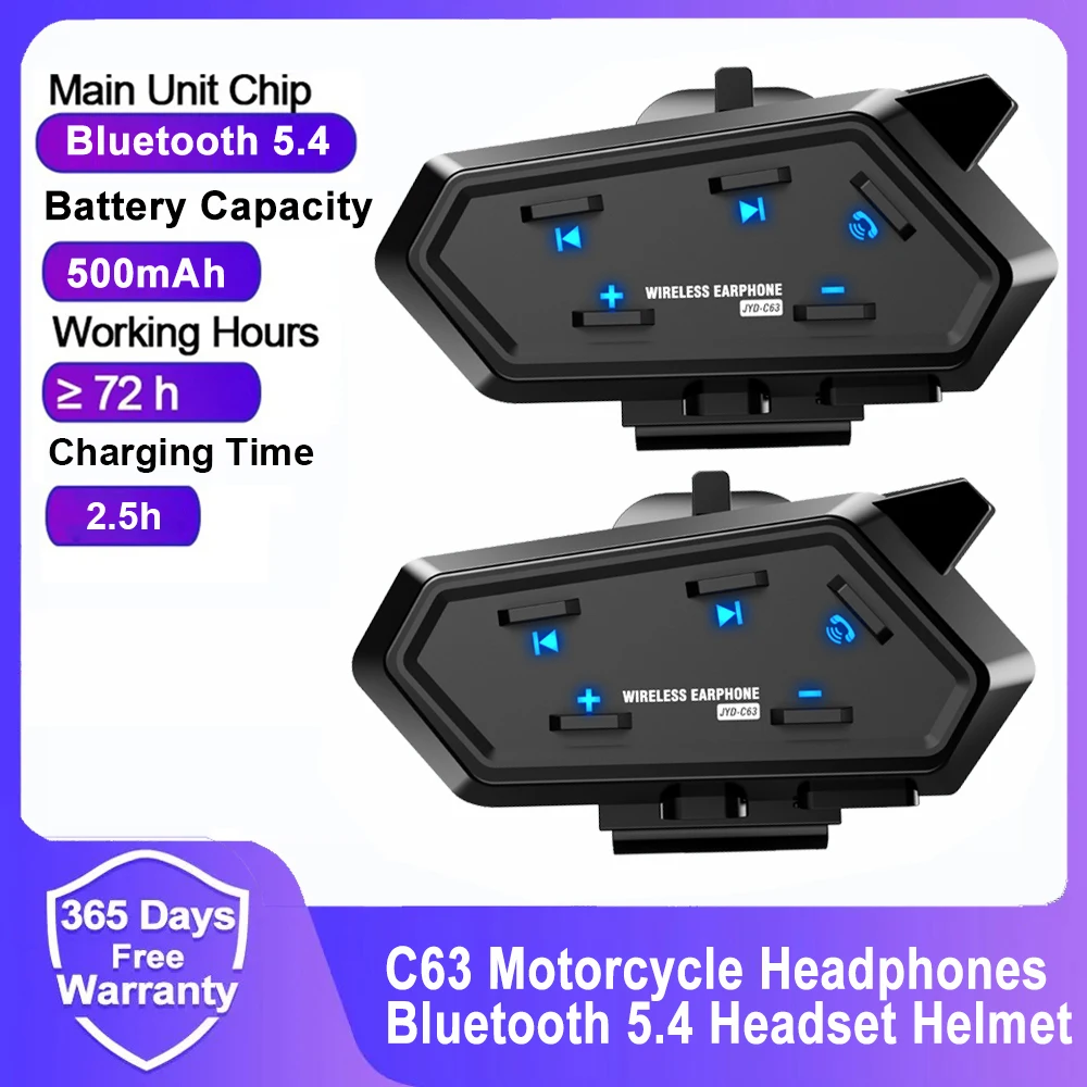 

JYD-C63 Motorcycle Helmet Headset Bluetooth Voice Control Motorcycle Wireless Hands-on Talking Headset Waterproof Moto Headset