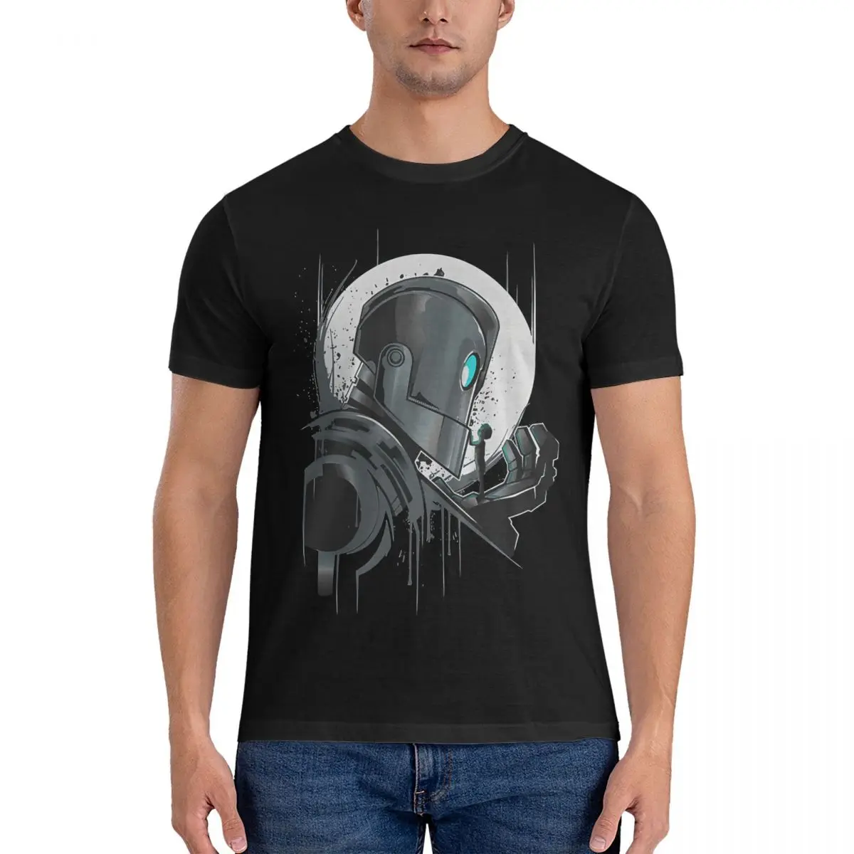 Men's T-Shirt Respect Crazy Cotton Tee Shirt Short Sleeve Iron Giant T Shirts Crewneck Clothing New Arrival