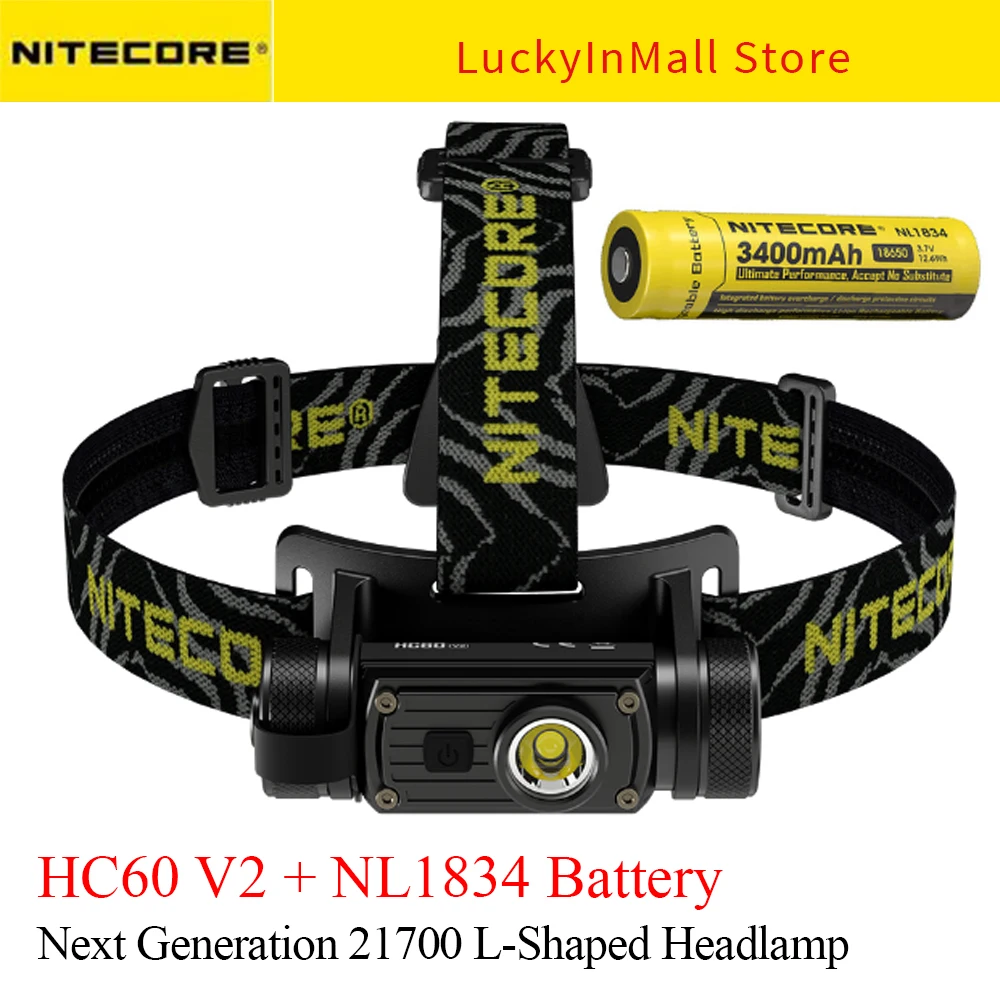 

NITECORE HC60 V2 Headlamp 1200 Lumens Rechargeable Utilizes P9 LED Source Headlight With Battery Outdoor Camping Light