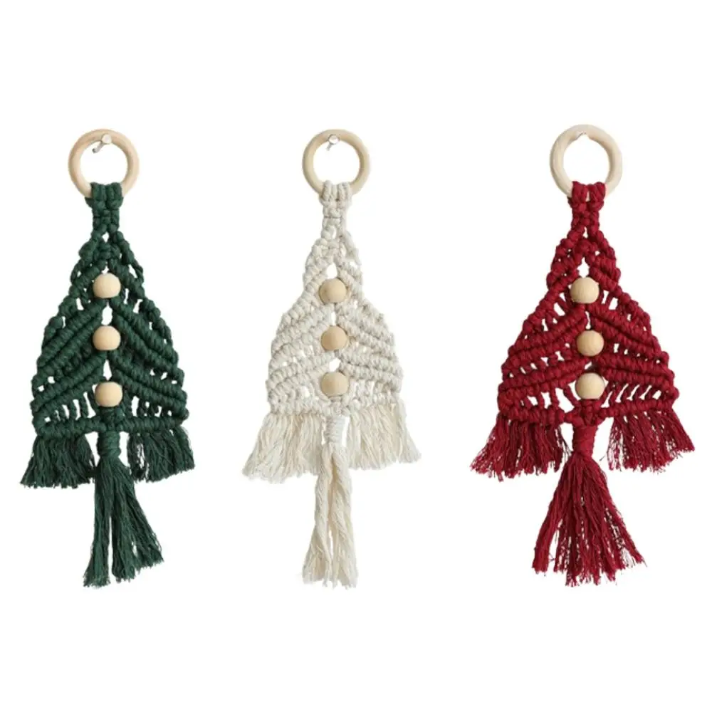 With Tassels Woven Christmas Tree Pendant Handmade Soft Cotton Thread Christmas Ornament Exquisite Xmas Tree Decoration