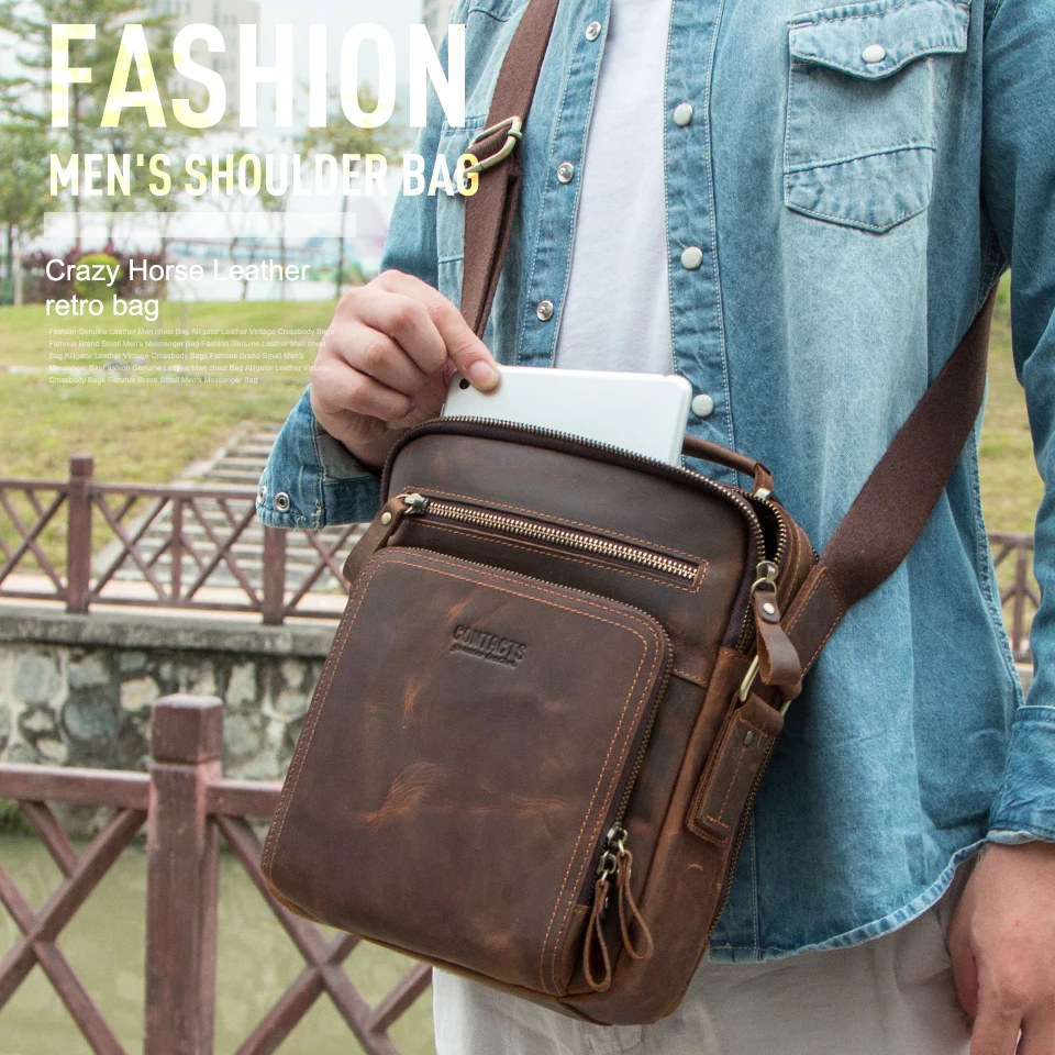 Imagem -02 - Contatos-bolsa de Viagem de Couro Genuíno para Homens Bolsas de Mensageiro Bolsa de Ombro Mala Crossbody Masculina Gravura Nome Marca de Alta Qualidade