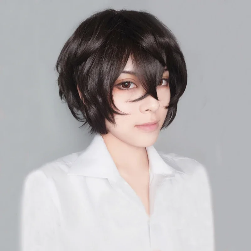 Anime Bungo streunende Hunde Dazai Osamu Perücken kurze braune lockige Haare hitze beständige Cosplay Perücke