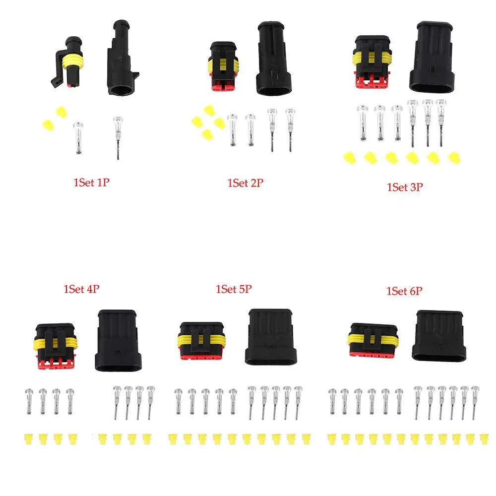 1/5Sets New Terminal Car Cable Male and Female Plug  Electrical Wire Automotive Waterproof Connectors 1P 2P 3P 4P 5P 6P