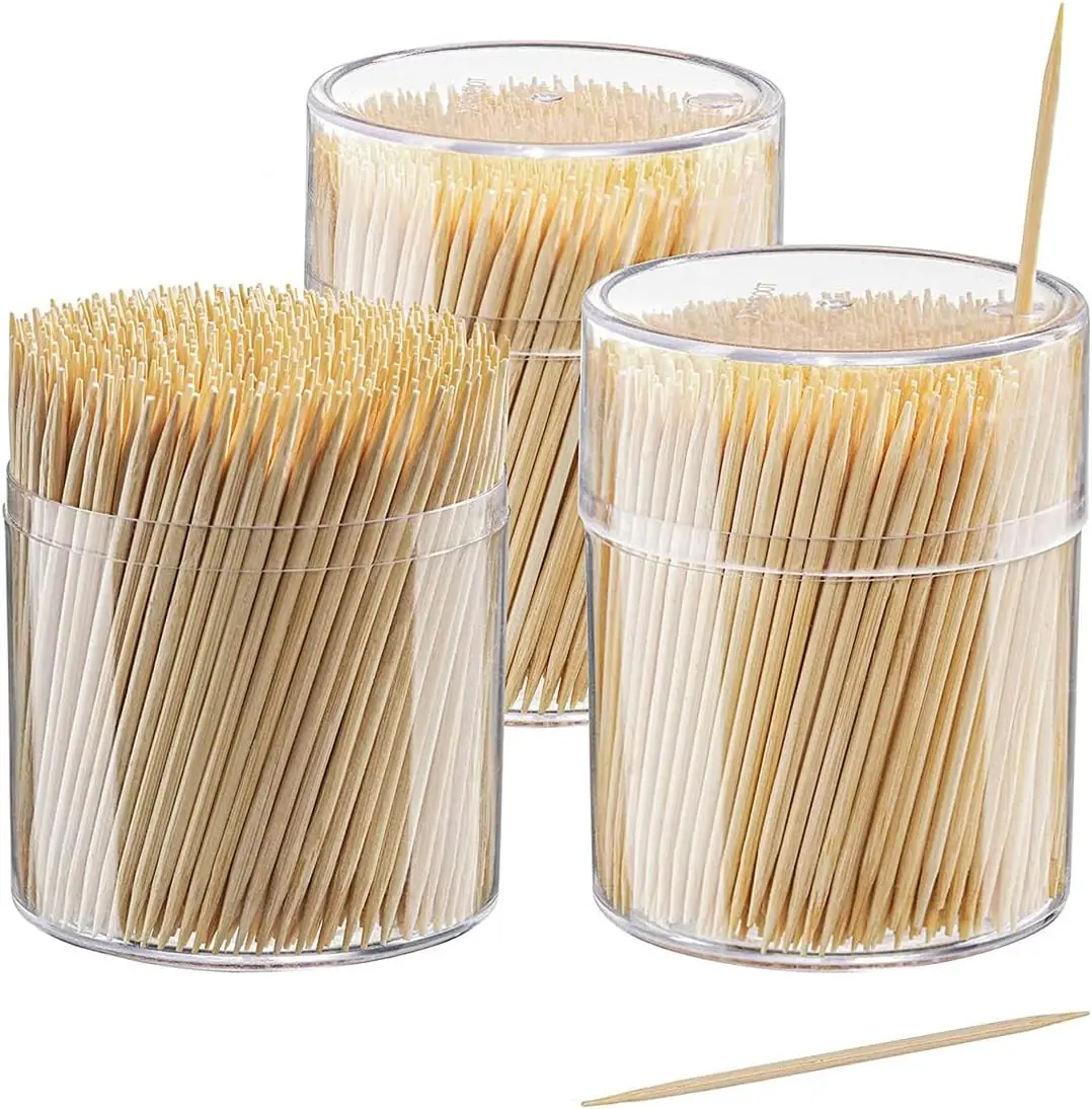 

1500 Count Bamboo Toothpicks, Round Double-Pointed for Appetizers, Fruits, and Teeth Cleaning