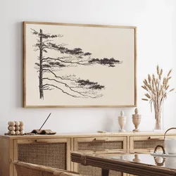 Pine Tree Branch Vintage Tree Drawing Posters and Prints Canvas Painting Wall Art Picture for Living Room Home Decoration