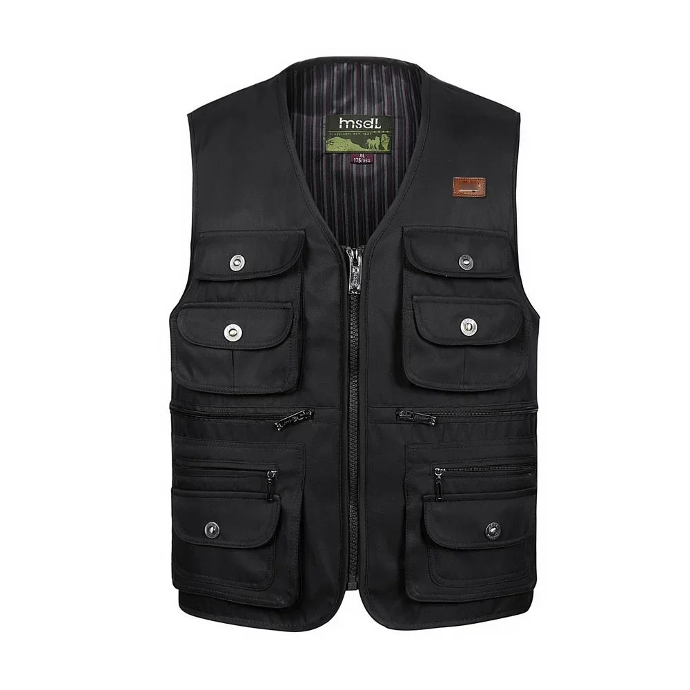 

New Men Large Size XL-4XL Motorcycle Casual Vest Male Multi-Pocket Tactical Fashion Waistcoats High Quality Overalls vest