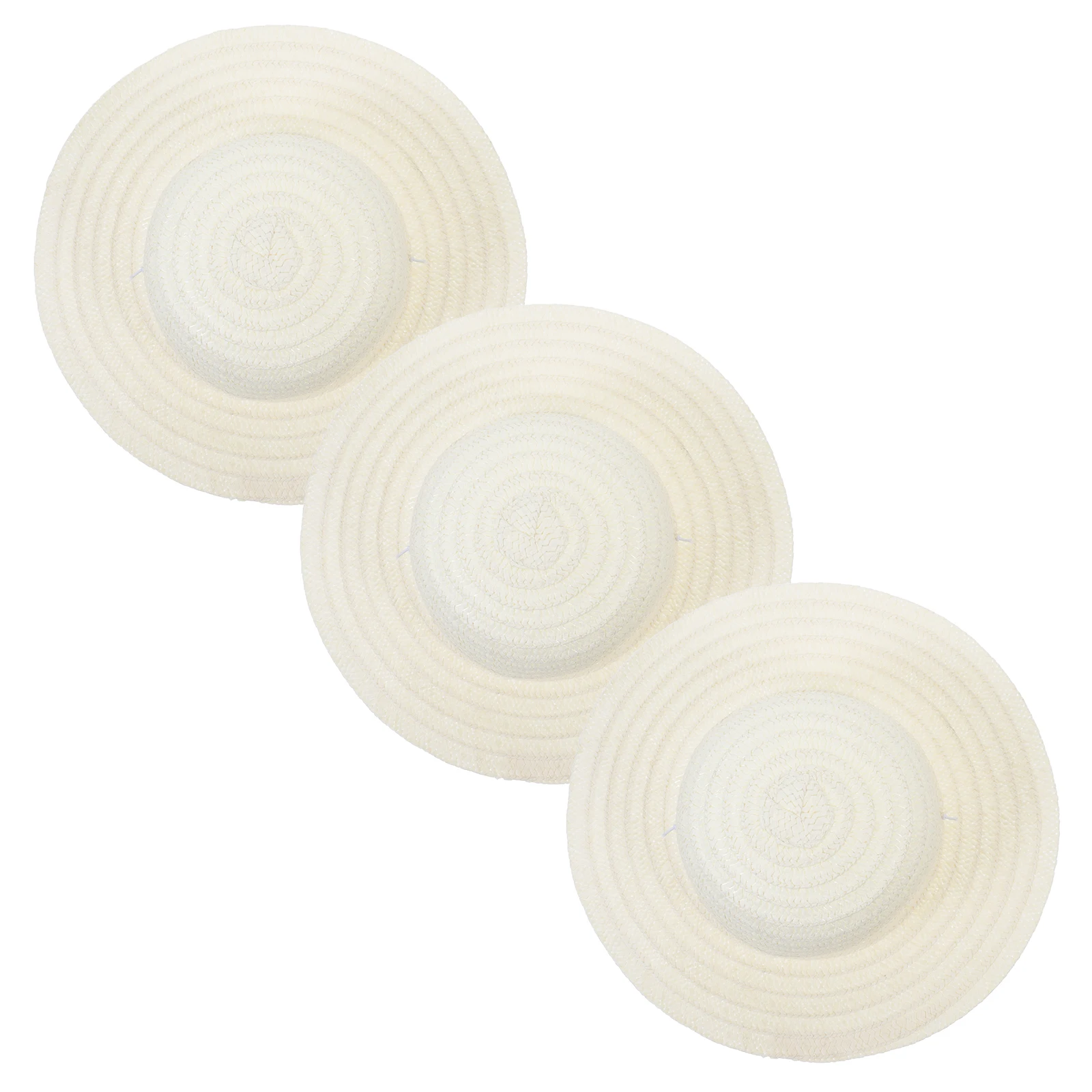 3개입 페인팅 밀짚모자 미니 직조 DIY 장식품 공예 프로젝트 홈 가든 미니어처 풍경 장식 미니 밀짚모자