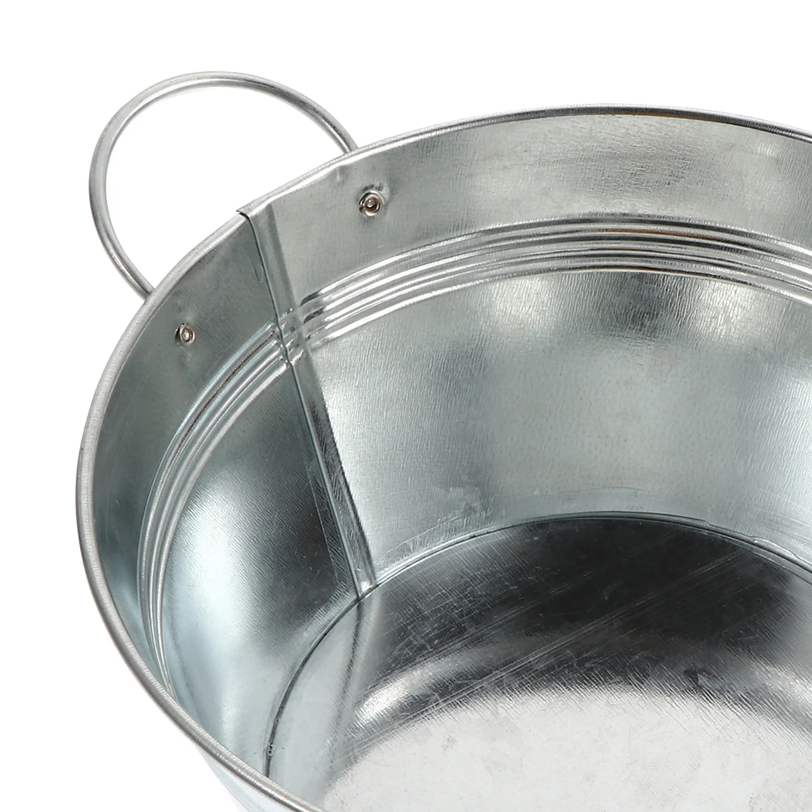 

1pc Double Handle Tin Bucket Vegetable Basin Iron Fruit Pot For Home Office Storage Silver Kitchen Barware Decorative Snack