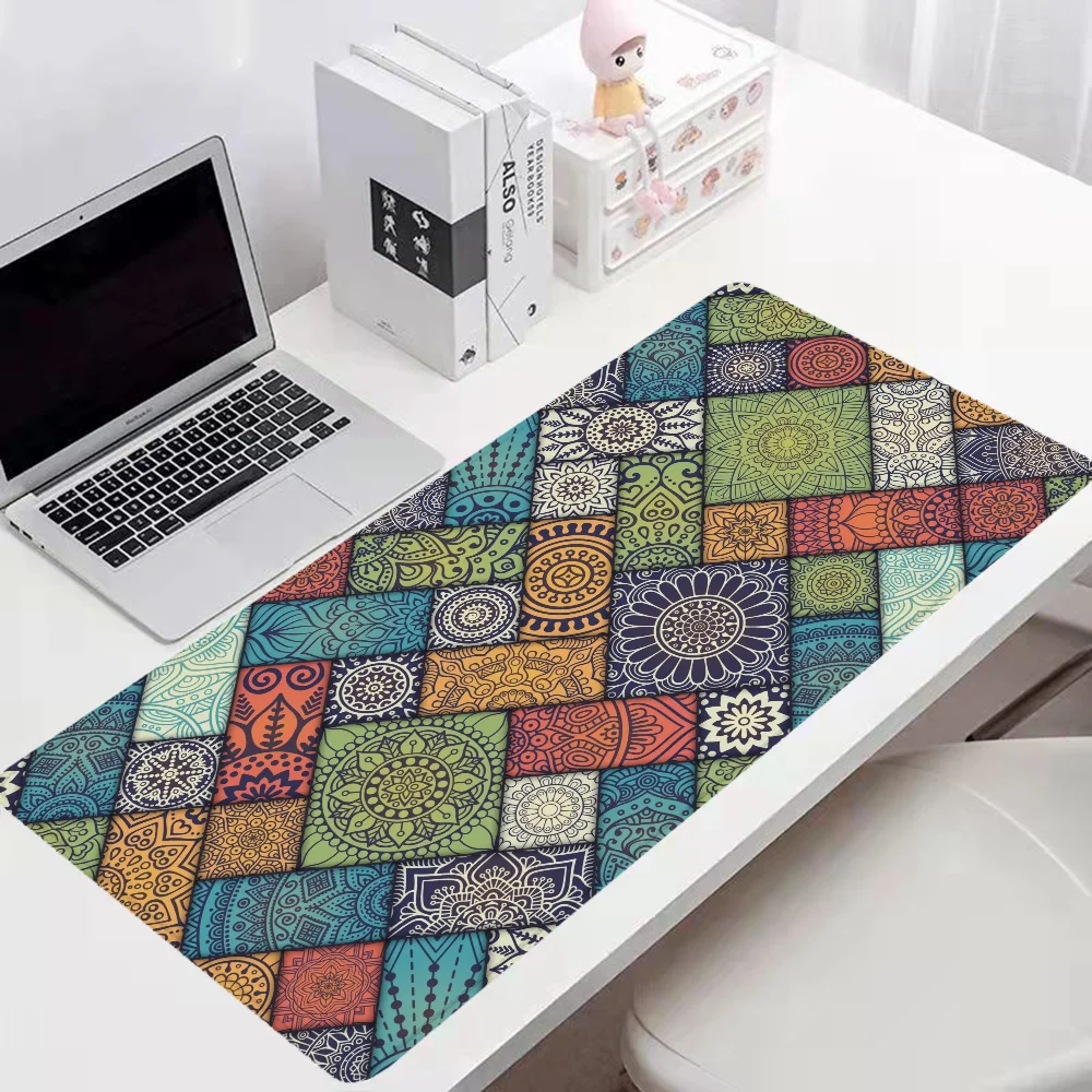 Moroccan Pattern Gaming Mouse Pad 900x400 Computer Mat Desktops Pc Gamer Desk Accessories Office Mousepad Mats Keyboard Extended