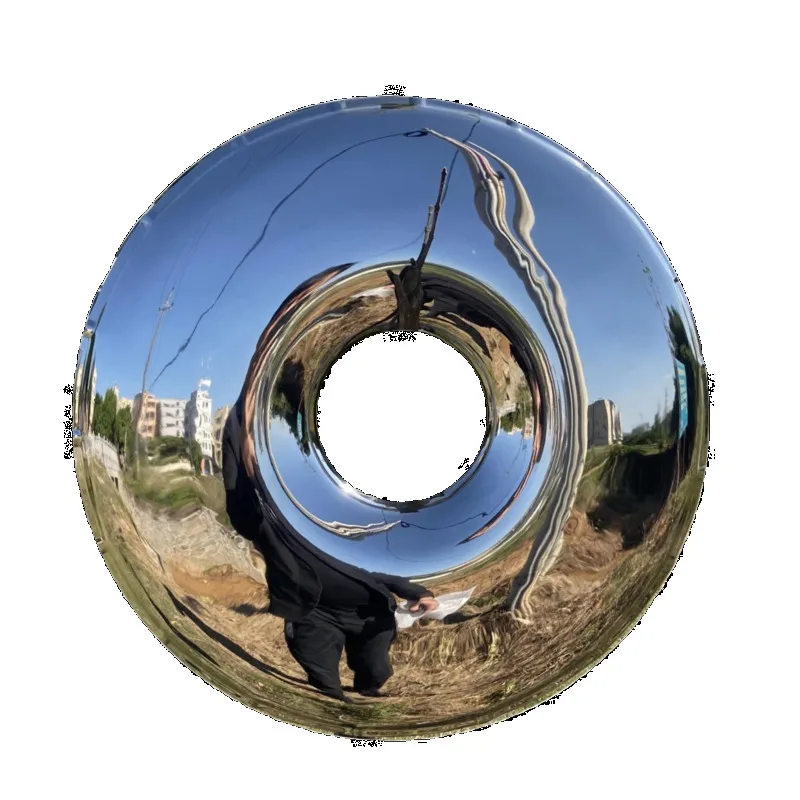 

Stainless steel donut round wall decoration living room dining room pendant decoration