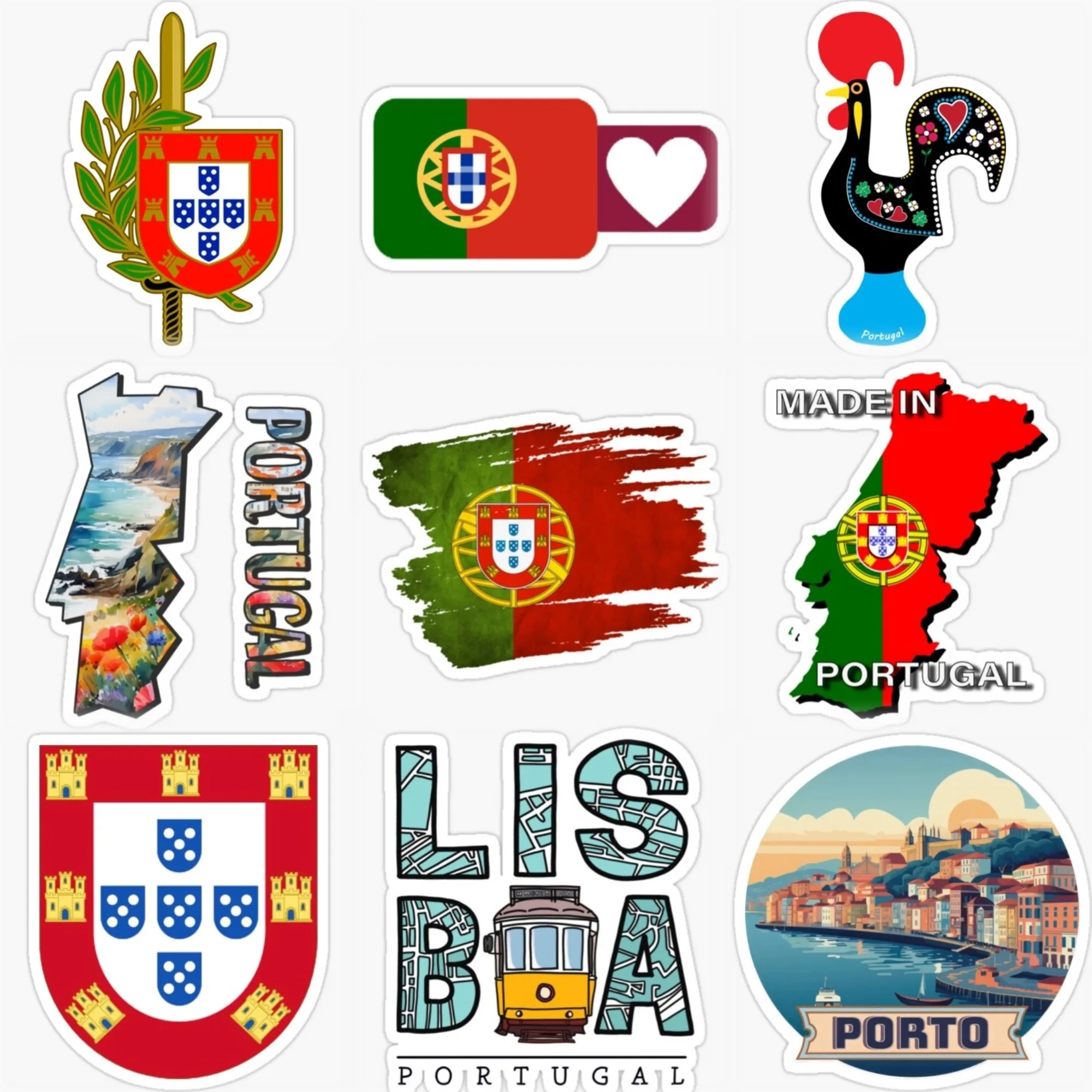 

Portugal Flag Map National Emblem Creative PVC Sticker for Decorate Car Van Truck Bicycle Helmet Window Wall Decal Accessories