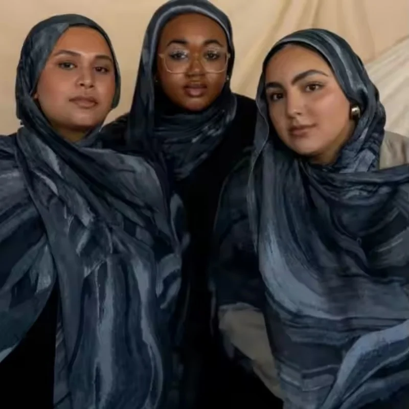 1 szt. Akwarela drukuj Lady hidżab kobiety czeski miękki Islam Ramadan muzułmańskie hidżaby Foulard Femme szal szalik chustka na głowę