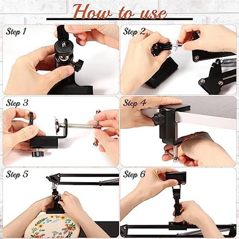 Embroidery Hoop Holder, Adjustable Embroidery Hoop Holder with Instruction Holder,Cross Stitchand Embroidery Projects