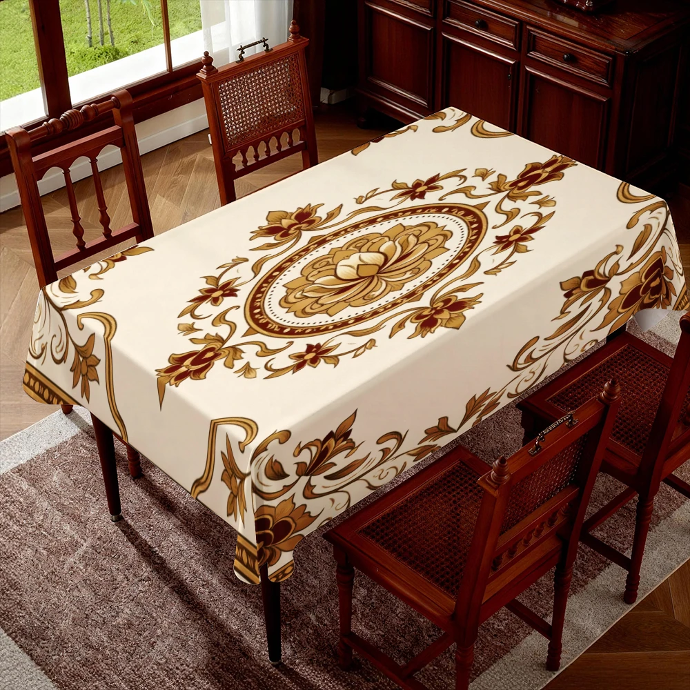 An elegant tablecloth, adorned with magnificent floral patterns in the classic Baroque stylezyc