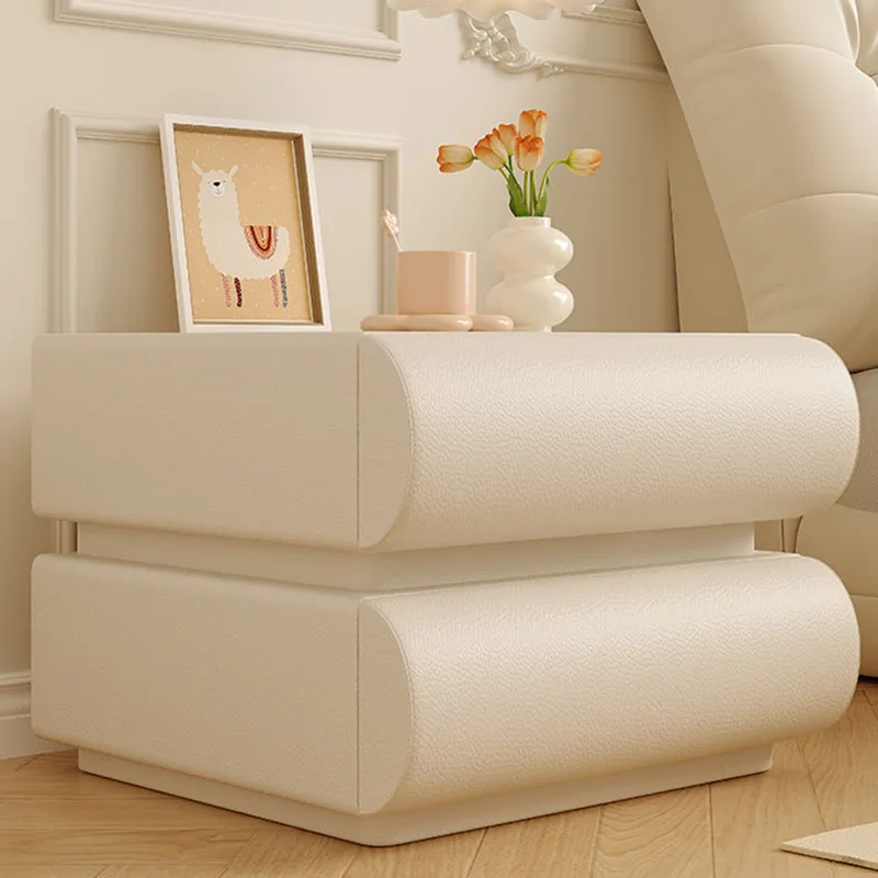 

White Cream Bedside Table Bedroom Luxury Design Chinese Style Wooden Beauty Nightstand Room Decor Mesitas De Noche Home Products