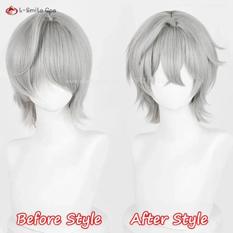 

Phaethon Wise Cosplay 33cm Short Grey Heat Resistant Synthetic Hair Halloween Party Anime Wigs + Wig Cap