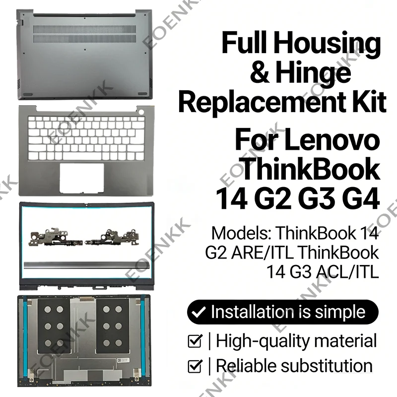 Kit de Reparación para Carcasa de Portátil Lenovo ThinkBook 14 G2 G3 G4 (ARE/ITL/ACL/IAP), Carcasa Inferior, Reposamanos, Cubierta Trasera, Bisel, Bisagras