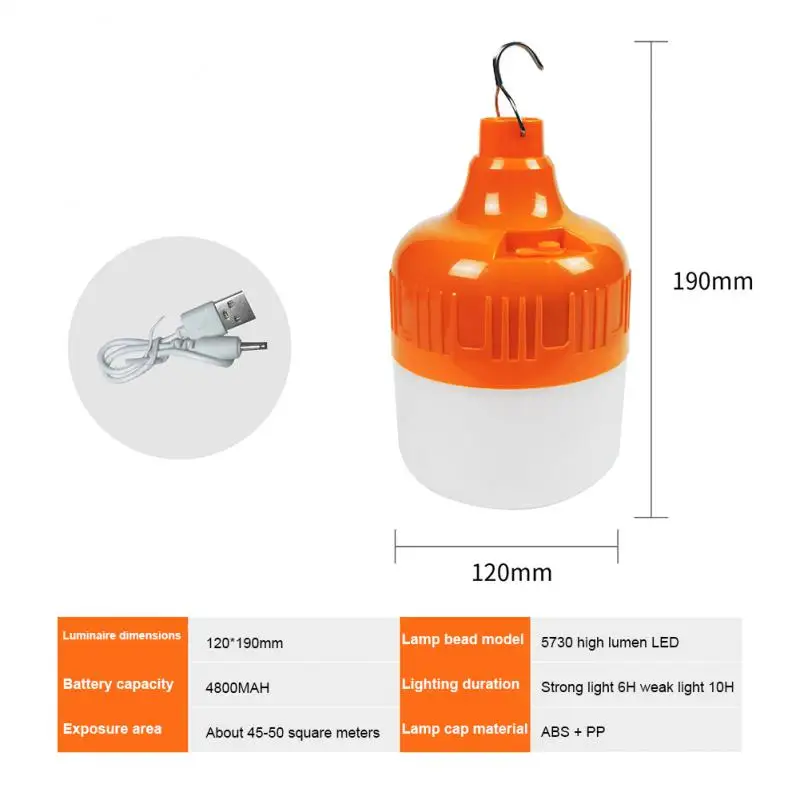 

1/2/4/6/8/10pcs Camping Light USB Rechargeable LED Emergency Lamp Outdoor Portable Lanterns With Hook For BBQ Tents Battery Bulb