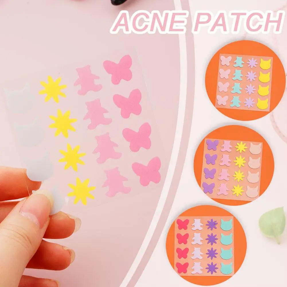 1 Sheet Colorful Acne Patches Cute Star Heart Shaped Acne Removal Sticker Invisible Patch Cover Treatment Skin Pimple Acne C9u6