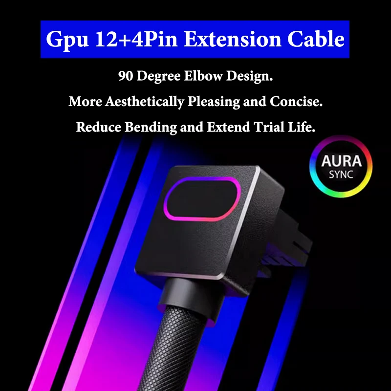 

ATX16PIN Computer Power Extension Cable ARGB Divine Light Synchronization AIJS 12+4P 90 Degree Elbow One-wire Extension Cable