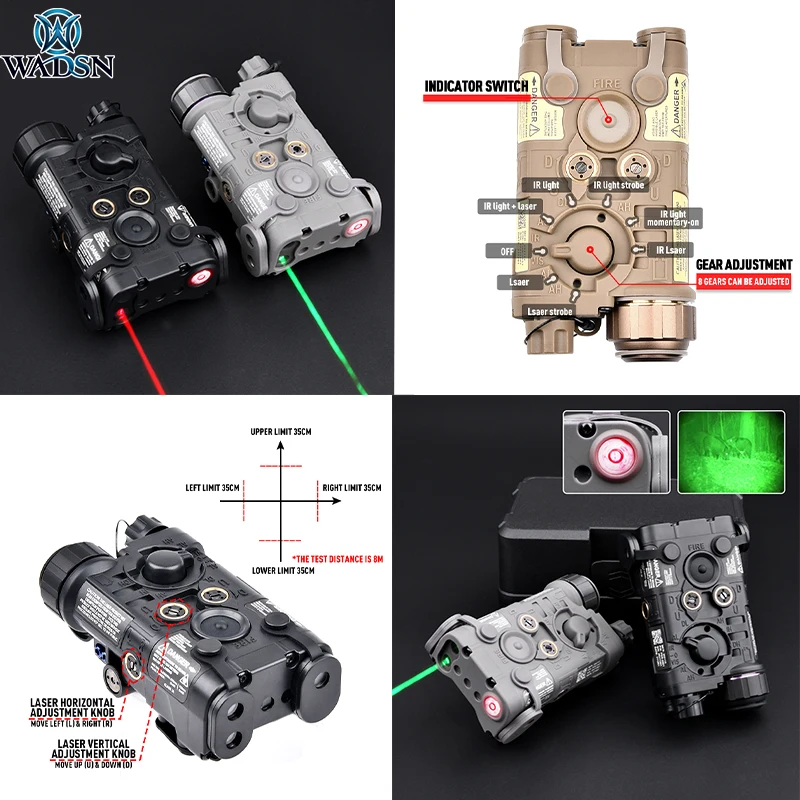 WADSN Tactical NGAL IR Illumination Outdoor Hunting Flashlight ngal Indicator Red Green Dot IR Laser Sight L3 Lamp For 20MM Rail sandiy led arrow indicator light waterproof universal wall lamp for garage basement channel ramp passage entrance step 12v 220v