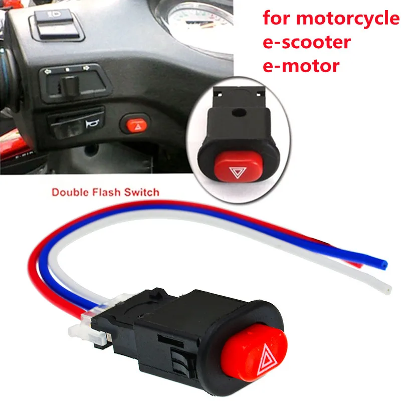 Motorcycle Double Flash Switch Hazard Light Switch Button Flash Warning Scooter Electric Vehicle Modified Emergency Signal Lamp