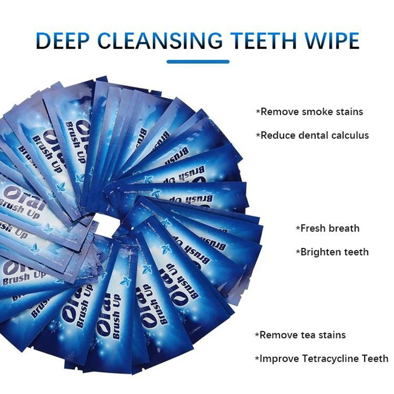 100Pcs Deep Cleaning Finger Teeth Wipes Oral Brush Up Tooth Whitening Stain Remove Oral Hygiene Care Tool Teeth Swab