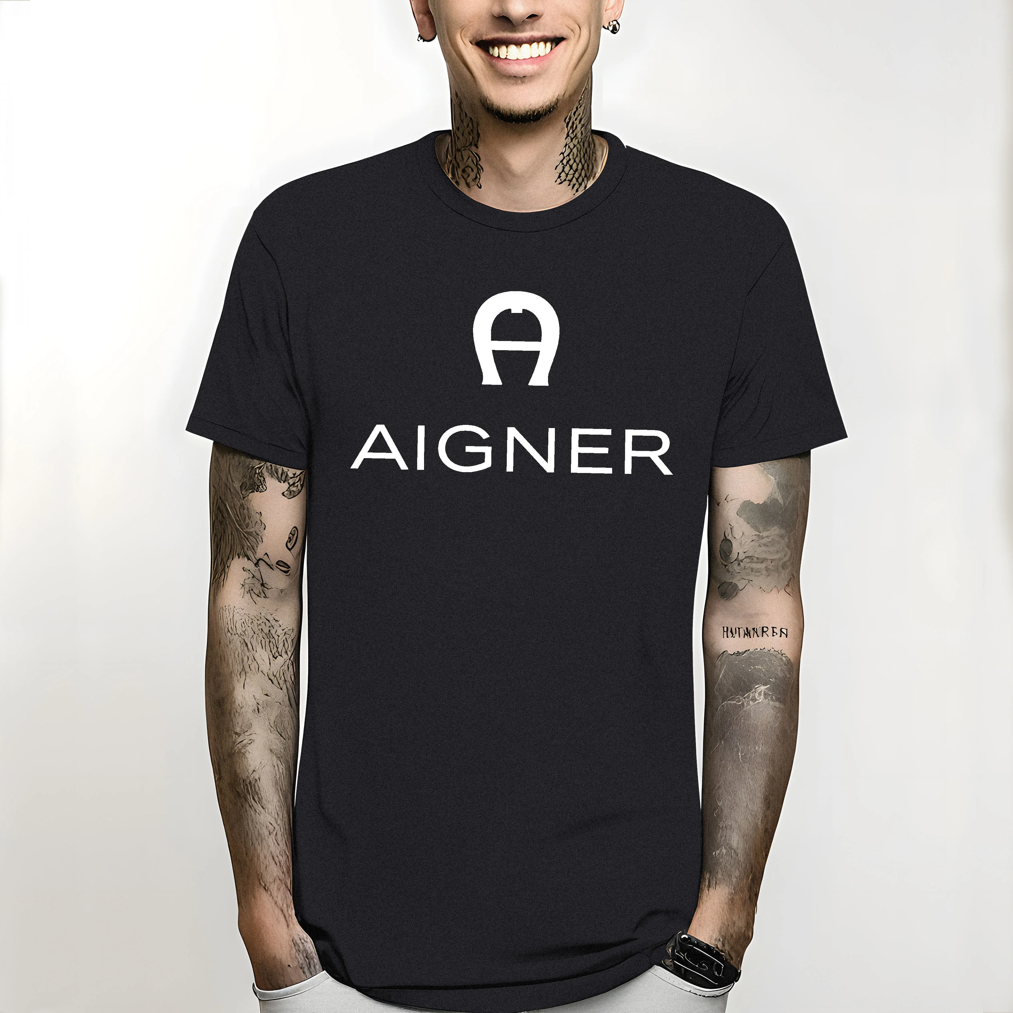 t-shirt Men Short Sleeve Cartoon Casual New Aigner Logo Tee Shirt Tops Clothing men clothing graphic harajuku Printing Tee2024