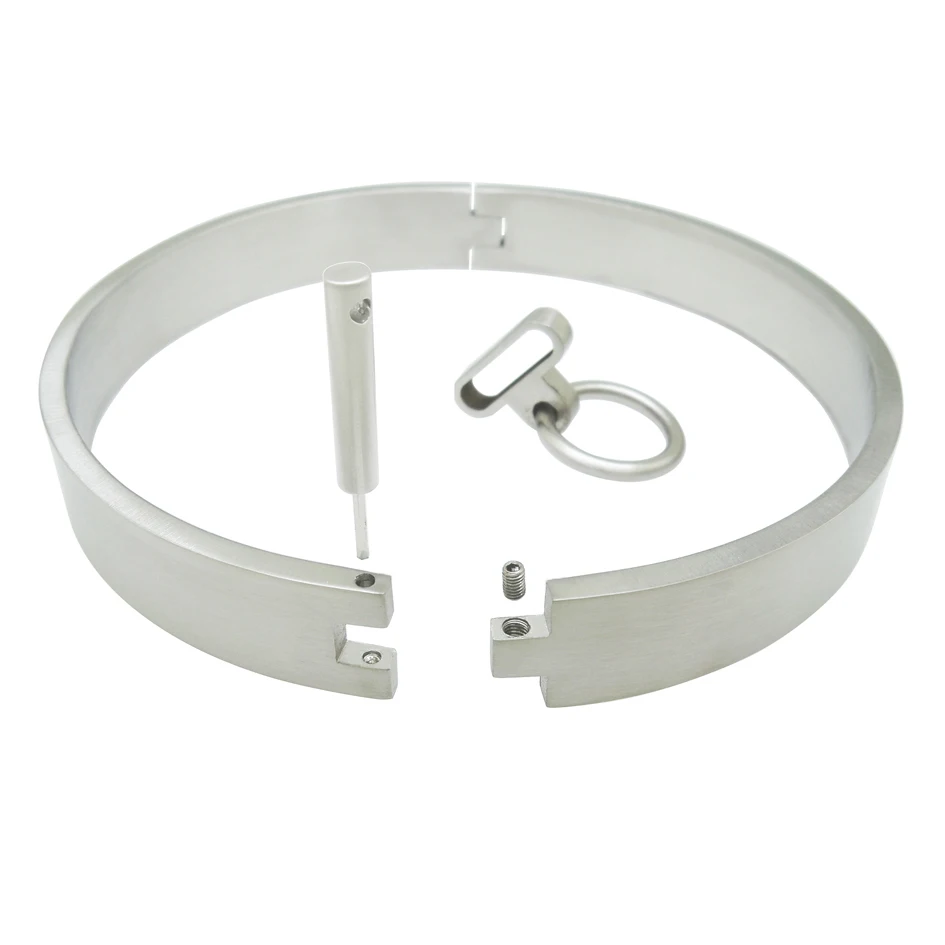 Stainless steel slave collar lockable choker necklace with removable O-ring women fashion jewelry