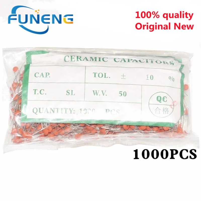 1000 Stück Keramikkondensator 50V 1pF ~ 100nF 0,1uF 104 4,7PF 10PF 22PF 33PF 47PF 100PF 101 220PF 221 330PF 470PF 1NF 103 47NF 473