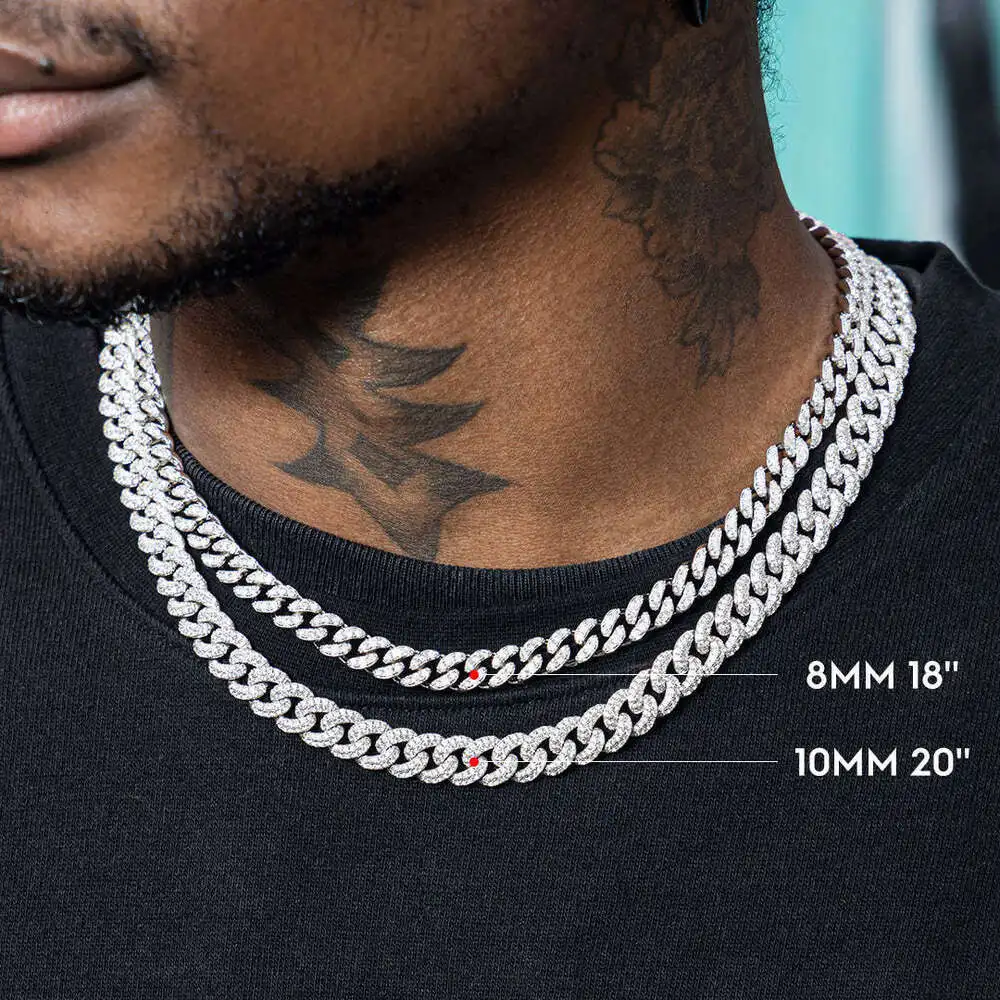 Heavy Mens 2023 Curb Non Tarnishing 925 Sterling Silver Diamond Vvs1 8mm 10mm Moissanite Cuban Link Chain Necklace