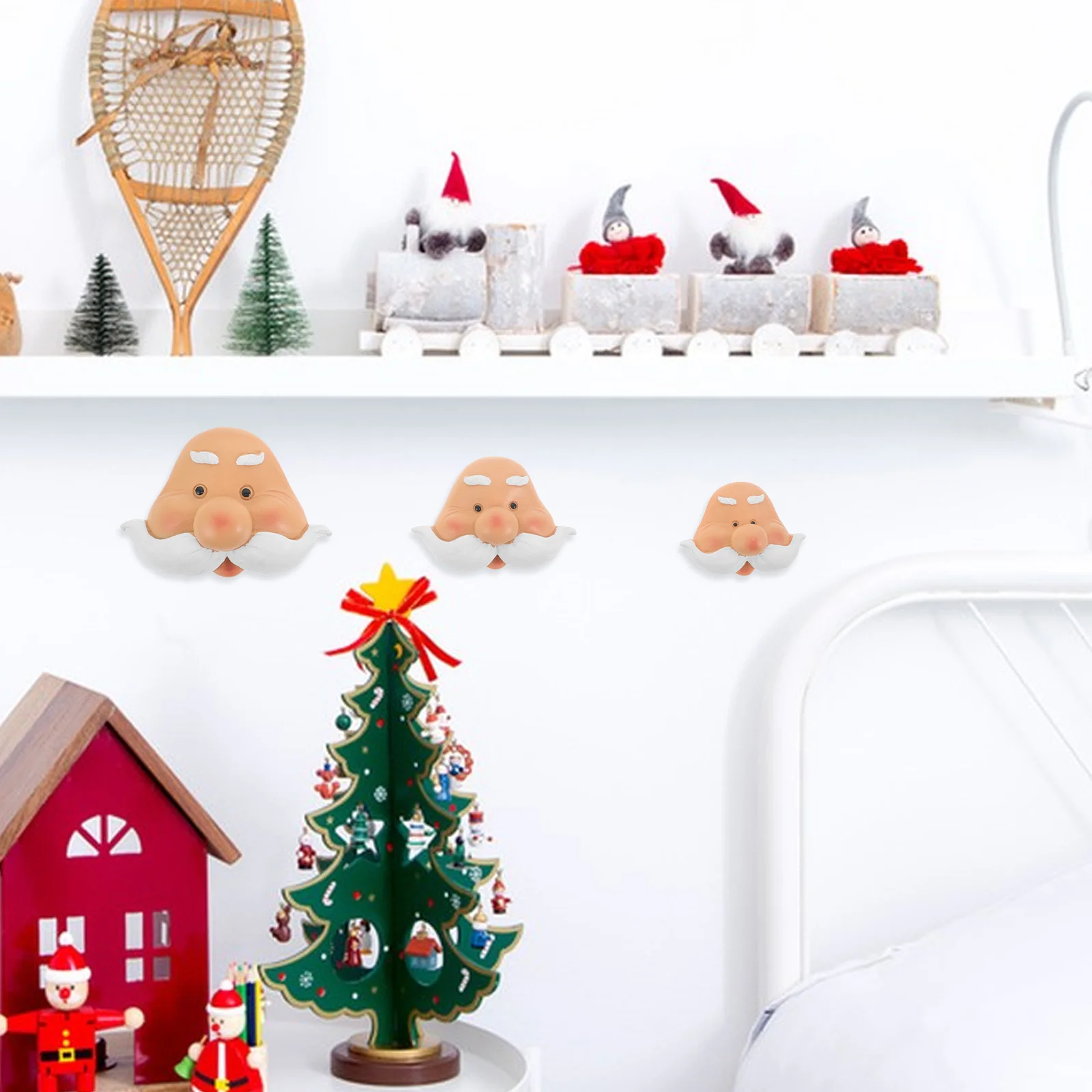 

3pcs Santa Face Resin Cabochon Mini Christmas Craft Supplies For Diy Ornaments Gift Wrapping Xmas Tree Decor Village Accessories