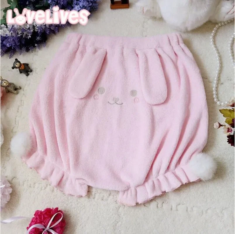 Sanrio Autumn Winter Japanese Cinnamoroll Kawaii Soft Girl Embroidered Pumpkin Shorts Plush Cute Bloomers Women Velvet Shorts