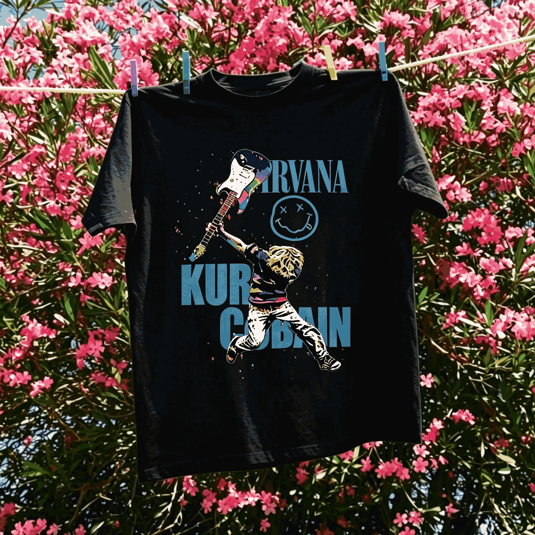 Nirvana Streetwear Trendy Cotton Oversized Unisex T-shirt Graphic Print T-Shirt Women Men Short Sleeves high quality Comfortable