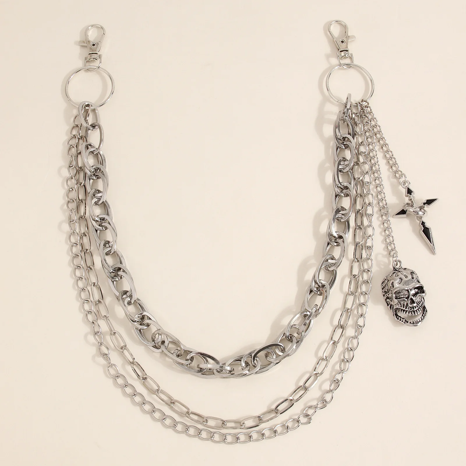 

Fashionable Punk Skull Crossbone Hip Hop Chain for Men And Women Cool Personalized Trendy Design Hip Hop Pants Chain