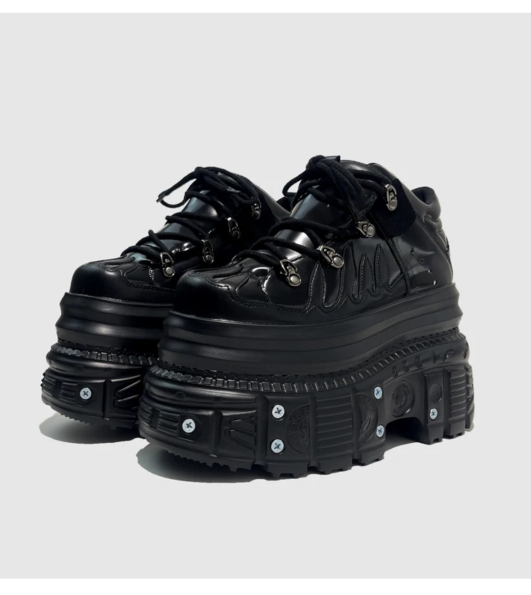 

2025 Flame Babes Punk Wind Tank Muffin Women's Super High Heel Y2K Tide Match Handmade Platform Sneakers Shoes 12cm