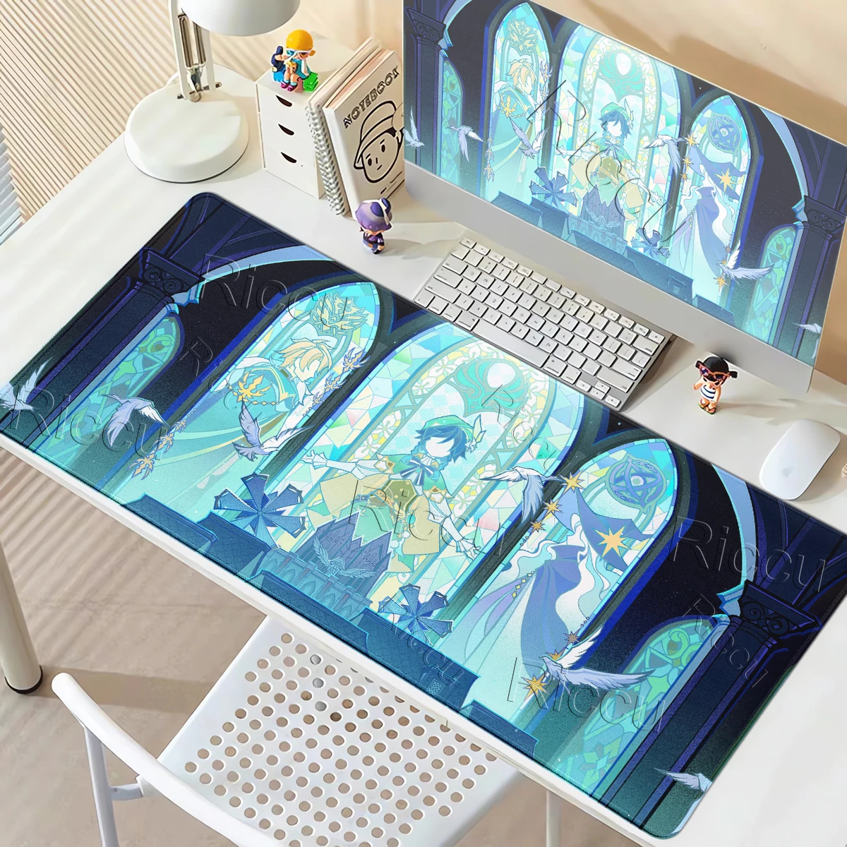 Genshin Impact Varka Desk Mats Non-Slip Thickened Pads Large Washable Writing Locking Edge Offices Student Gaming Room Decor Rug