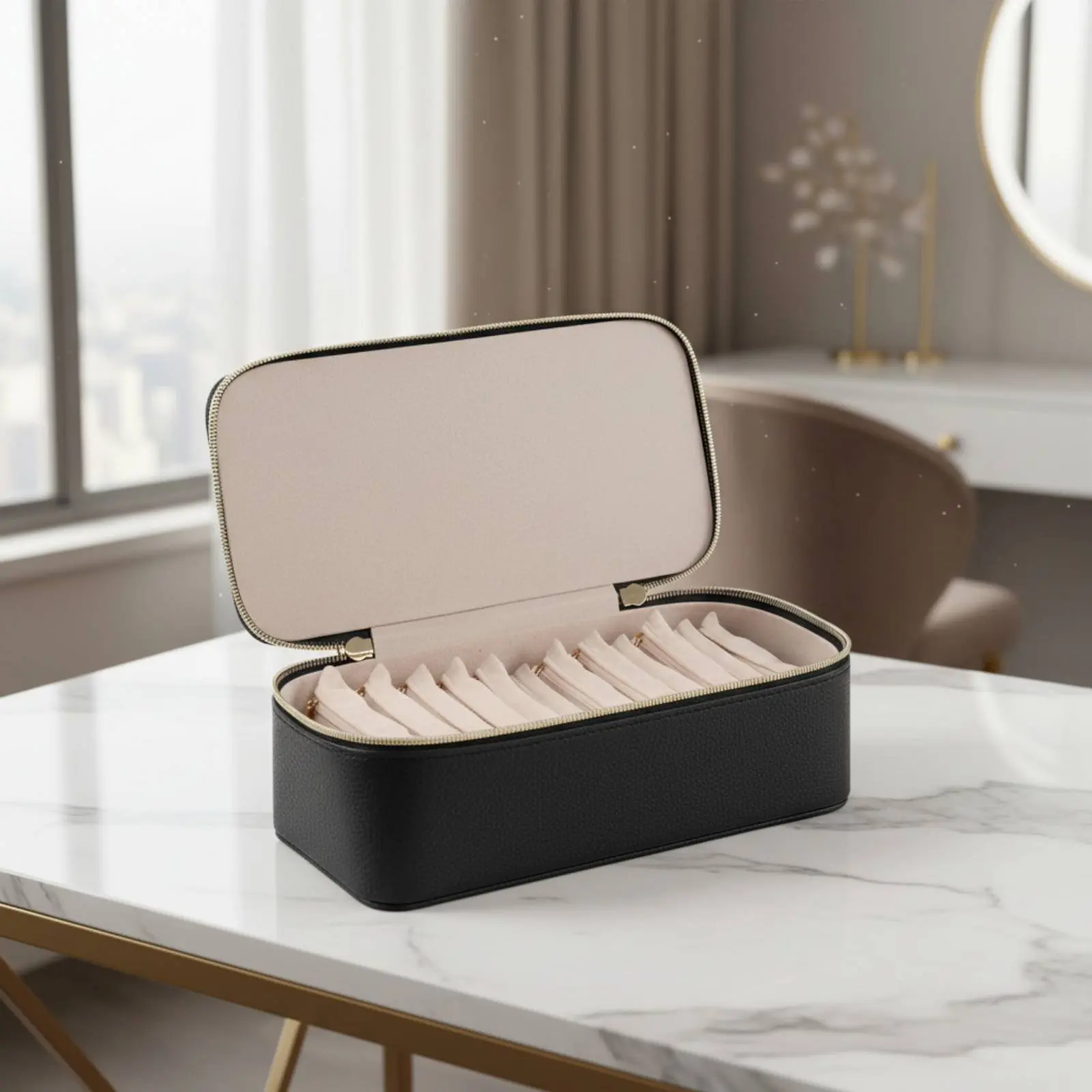 

Portable Jewelry Travel Case Sleek Design 12-Pouch Jewelry Storage Box Snarlknot-resistantFree Long-Lasting for Travelers, Trip