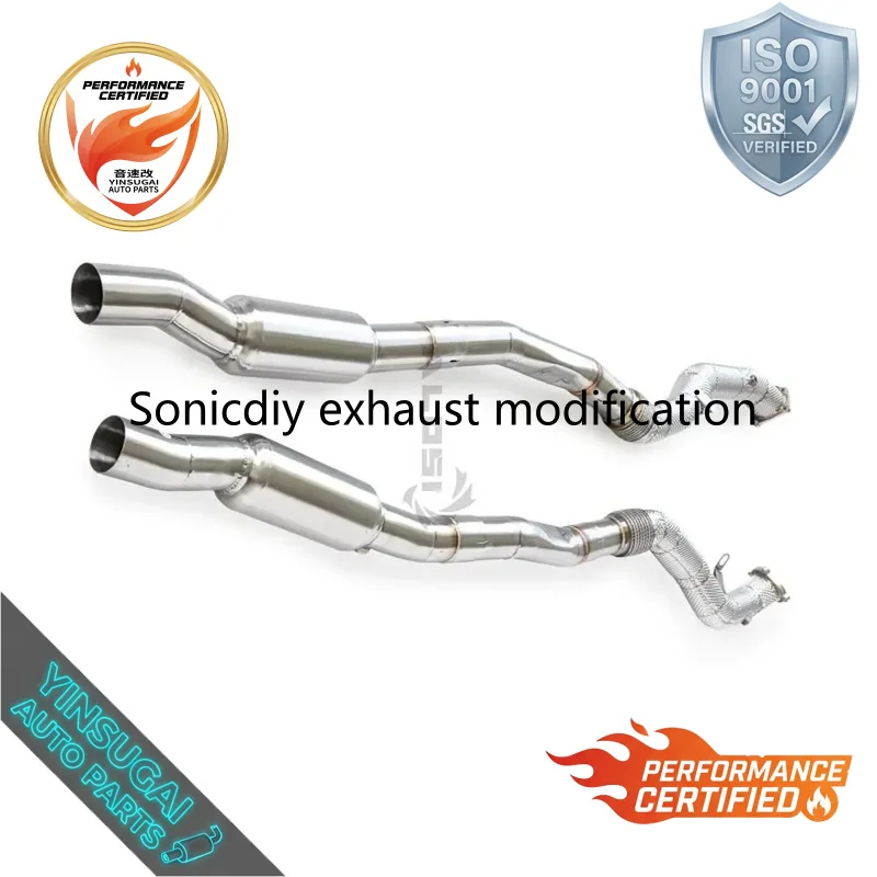Sonicdiy High-End Heat Shielded Catted Exhaust Downpipe for Bentley Continental GT 5.0T 2013-2018